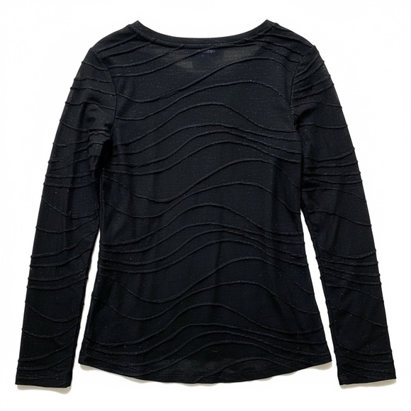 Simply Vera Vera Wang Textured Black Long Sleeve Top with Metallic Blue thread - Picture 6 of 7